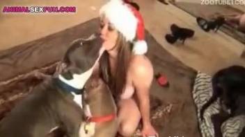 Santa slut getting fucked by her horny animal