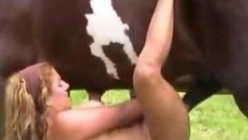 Leggy Latina enjoying missionary fucking with a horse