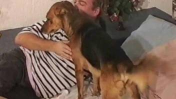 Needy wife loves having the dog fucking her pussy so fine