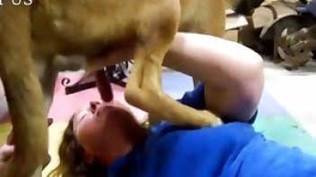 Dog fuck video with brutal deepthroat